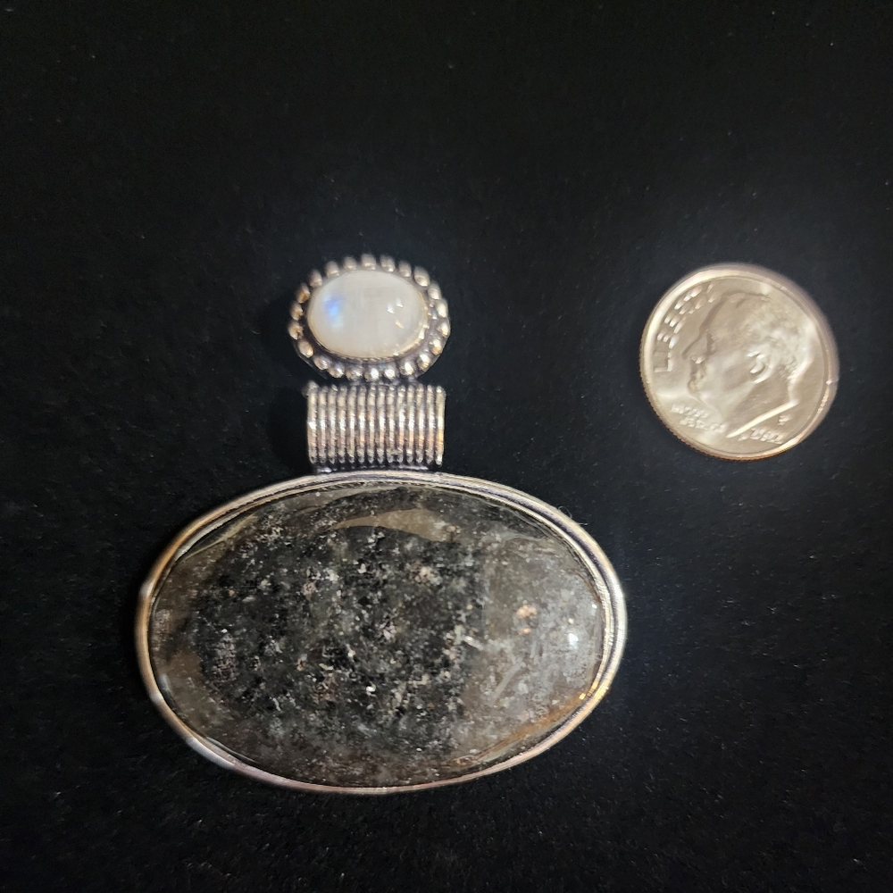 Black Obsidian and Moonstone Pendant 🤍